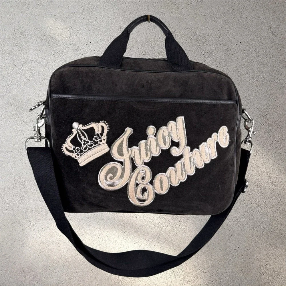 Juicy Couture Laptop Messenger Bag VTG Y2K 90s Velour‎ Love G&P